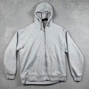 VTG Muleskins Mens XL Gray Full Zip Long Sleeve Thermal Hoodie Made in USA